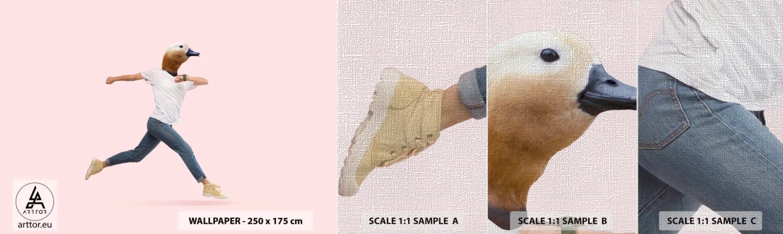 Provbit av fototapet Premium Canvas - En nypa absurd - Abstraktion, Man, Minimalism - 100x30 cm