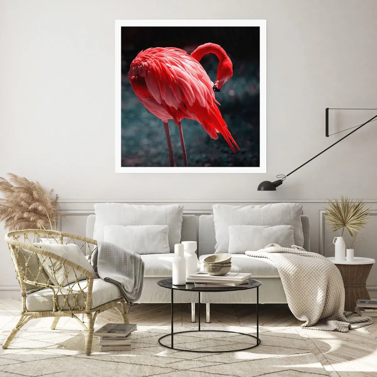 Affisch - Djuprött naturpoem - 60x60 cm