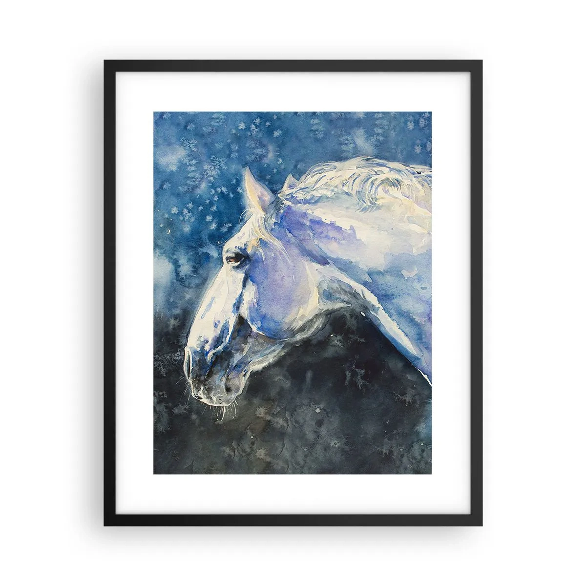 Affisch i svart ram - Porträtt i blått sken - 40x50 cm