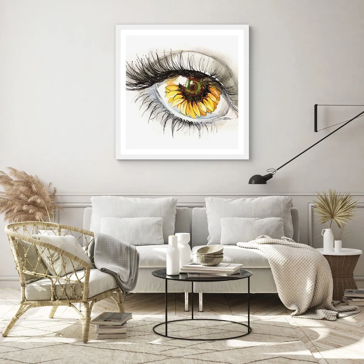 Affisch i vit ram - Blick het som sommar - 30x30 cm