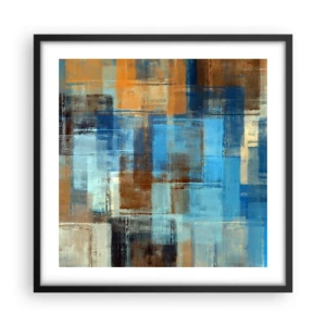 Affisch i svart ram - Genom blåa gardinen - 50x50 cm