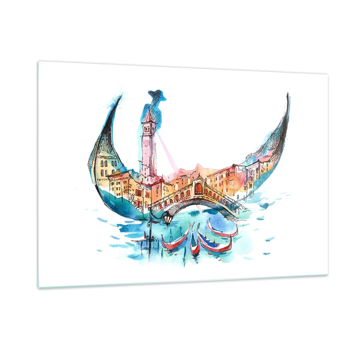 Glastavla - Bild på glas - Vi flyter genom staden - 120x80 cm