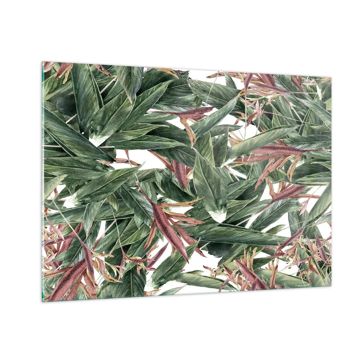 Glastavla - Bild på glas - Smaragd-lila växter - 100x70 cm