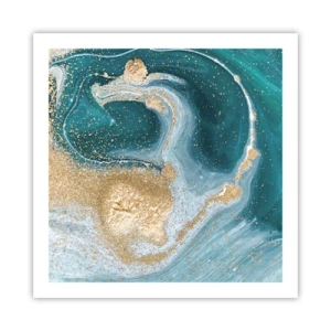 Affisch - Guld- och turkosvirvel - 60x60 cm