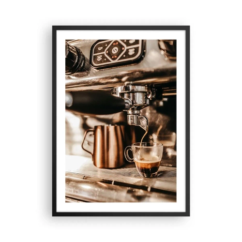 Affisch i svart ram - Aromatisk espresso från espressomaskinen - 50x70cm - Kaffets glans - Modern väggdekoration för vardagsrum och sovrum ARTTOR