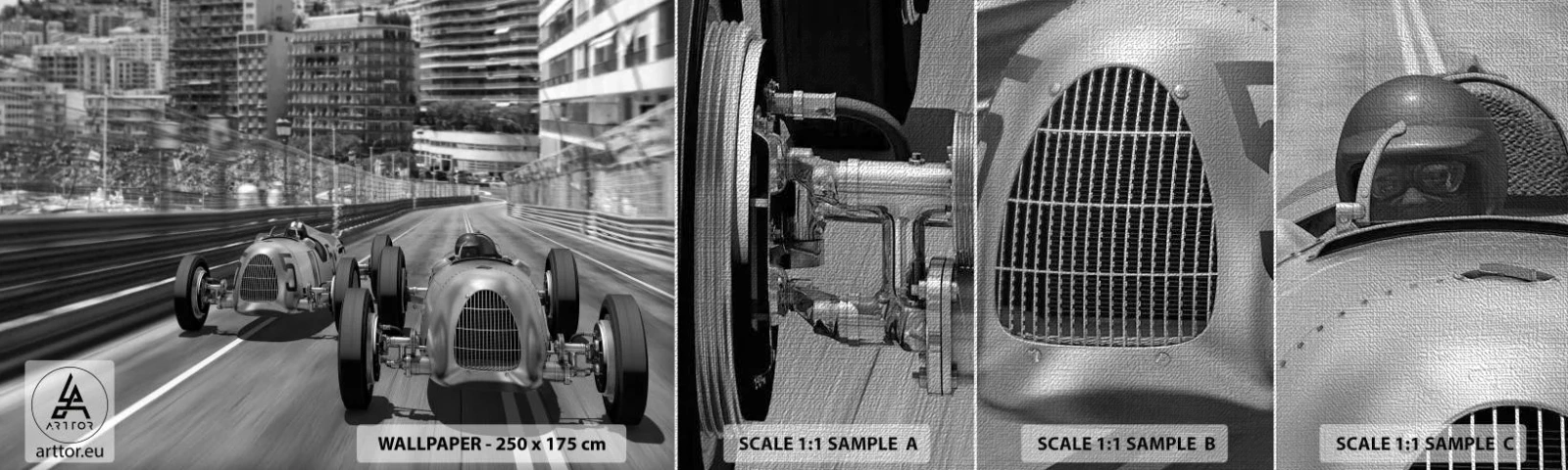 Provbit av fototapet Premium Canvas - För länge sedan i Monte Carlo - Bil, Lopp, Årgång - 100x30 cm