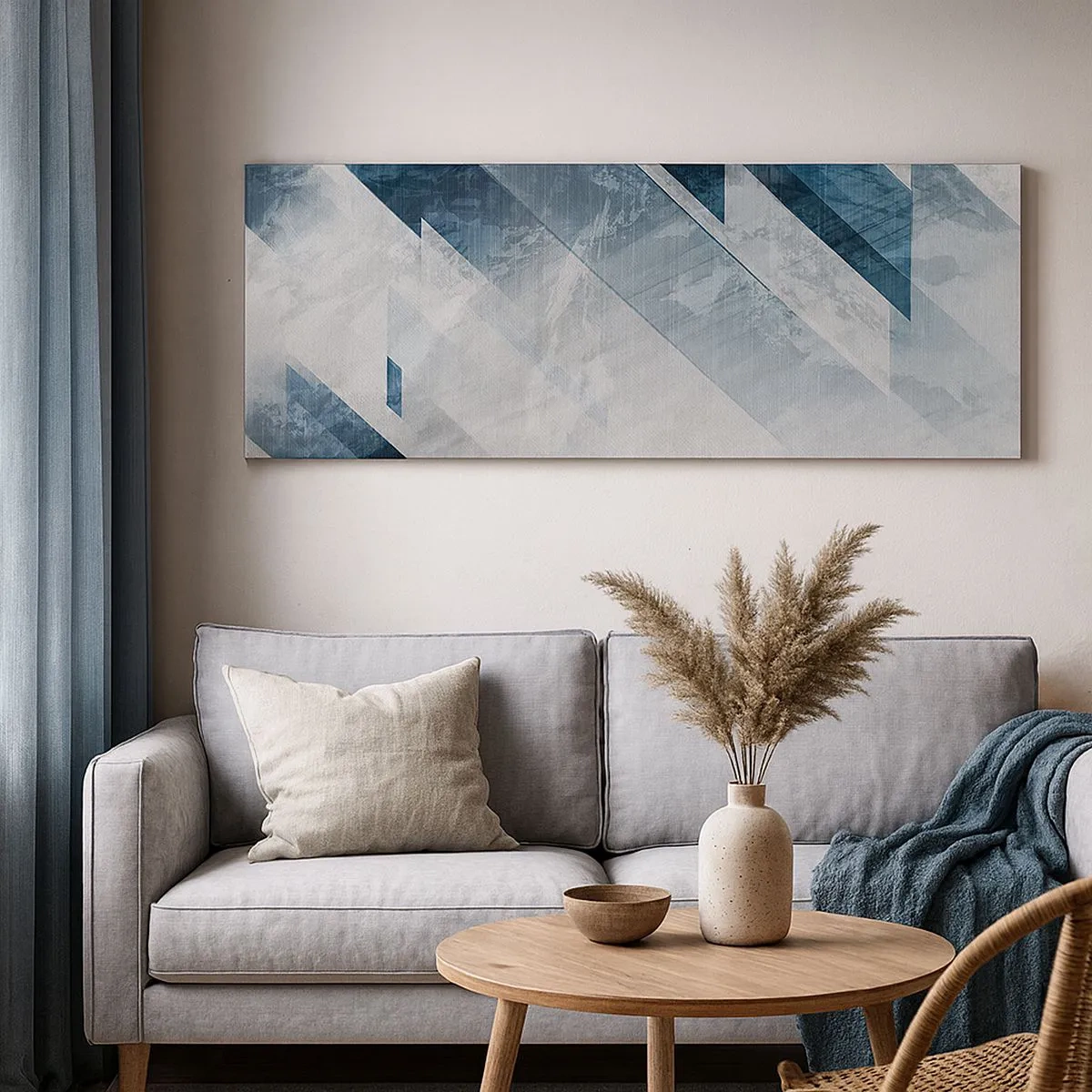 Canvastavla - Bild på duk - Tredimensionell komposition – gråhetens rörelse - 100x40 cm