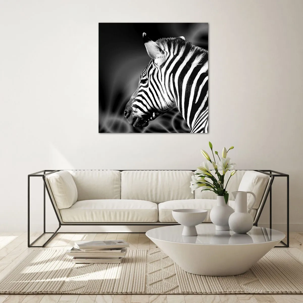 Glastavla - Bild på glas - Vit är vit och svart är svart - 40x40 cm