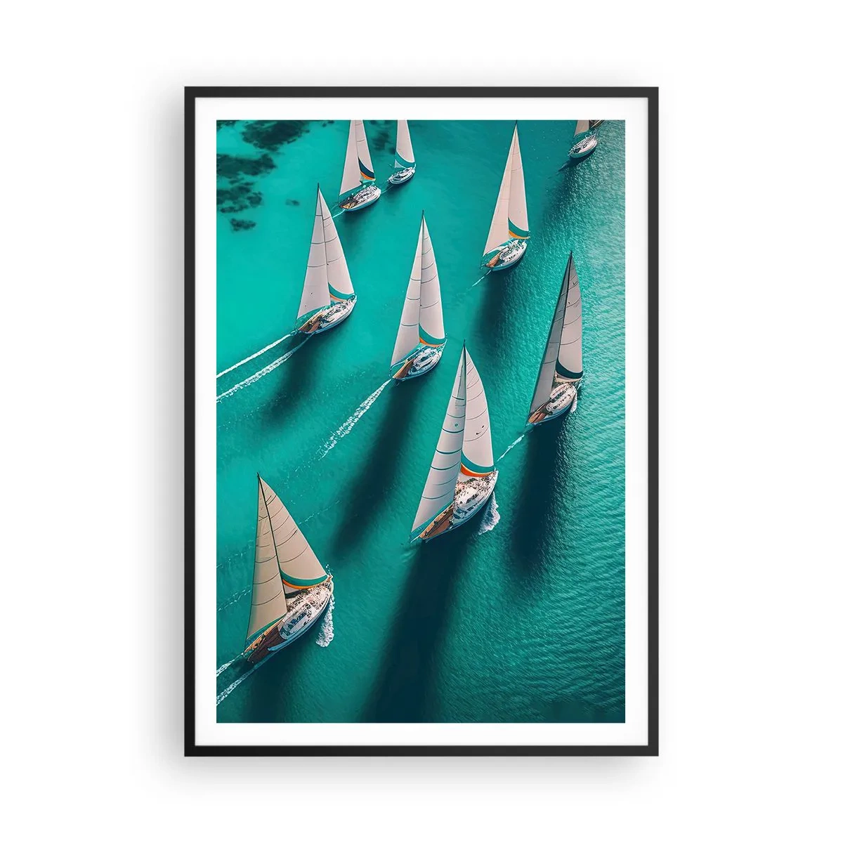 Affisch i svart ram - Tävla med vinden - 70x100 cm