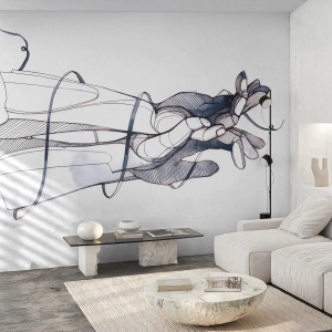 Fototapet Premium Sand - Smekningens studie - Abstraktion, Händer, Grafik - 200x140 cm