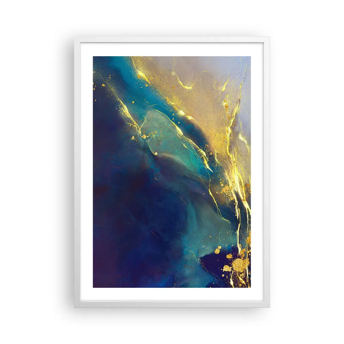 Affisch i vit ram - Utspillt guld - 50x70 cm