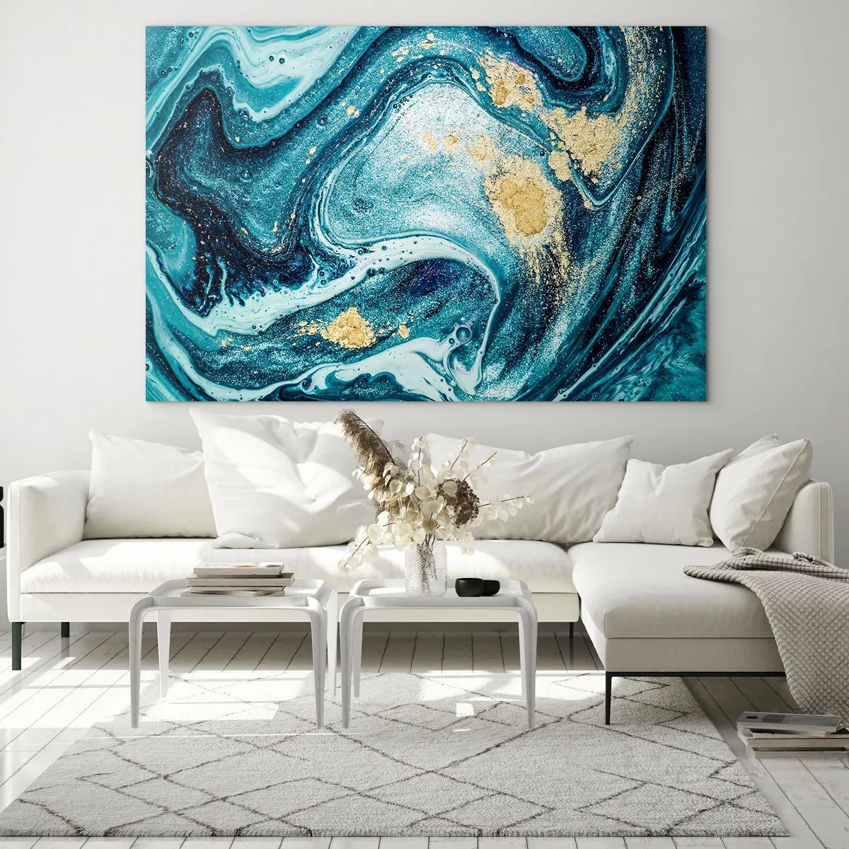 Glastavla - Bild på glas - Blå virvel - 100x70 cm
