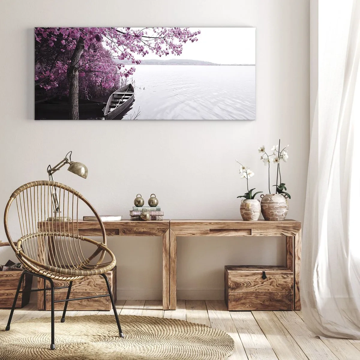 Canvastavla - Bild på duk - I rosa tystnad - 100x40 cm