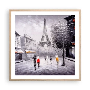 Affisch i ram av ljusek - Promenad i Paris - 60x60 cm