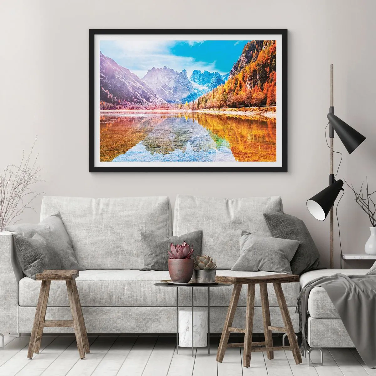 Affisch i svart ram - Det är redan höst i fjällen - 50x40 cm