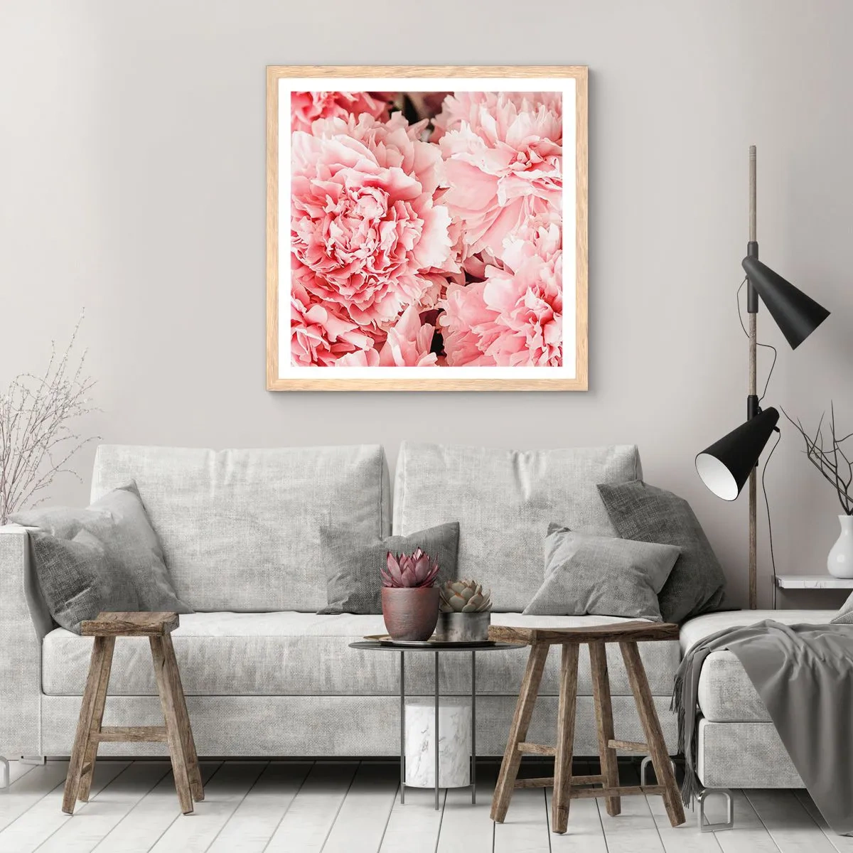 Affisch i ram av ljusek - Rosa dröm - 50x50 cm