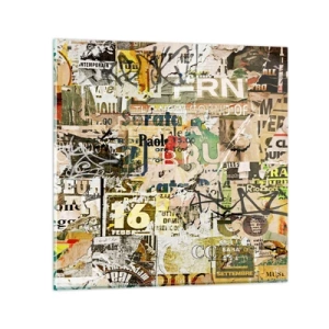 Glastavla - Bild på glas - Oj, det händer saker och ting - 70x70 cm