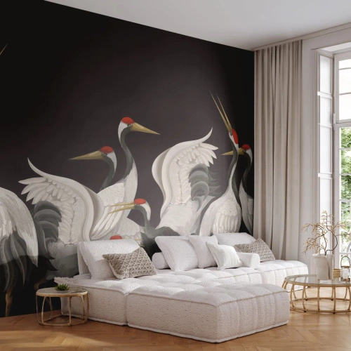 Fototapet Premium Canvas - Fågelärenden - Kranar, Fåglar, Bit - 400x280 cm