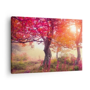 Canvastavla - Bild på duk - Höstlandskap med träd i intensiva färger - 70x50cm - Våldsam blommande - Modern väggdekoration för vardagsrum och sovrum ARTTOR