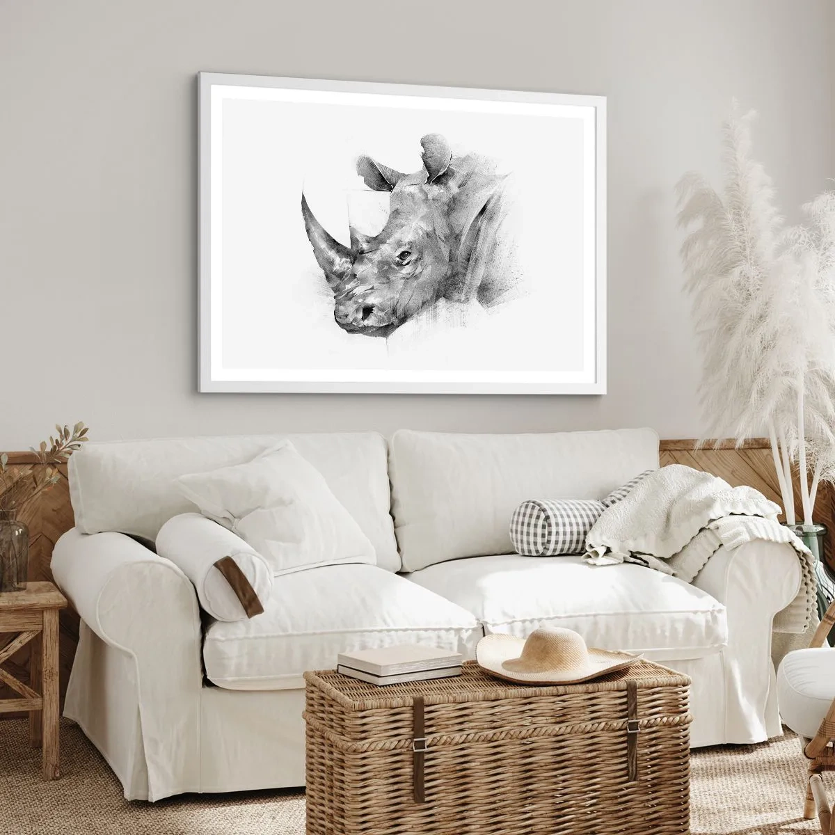 Affisch i vit ram - Afrikansk porträtt - 100x70 cm