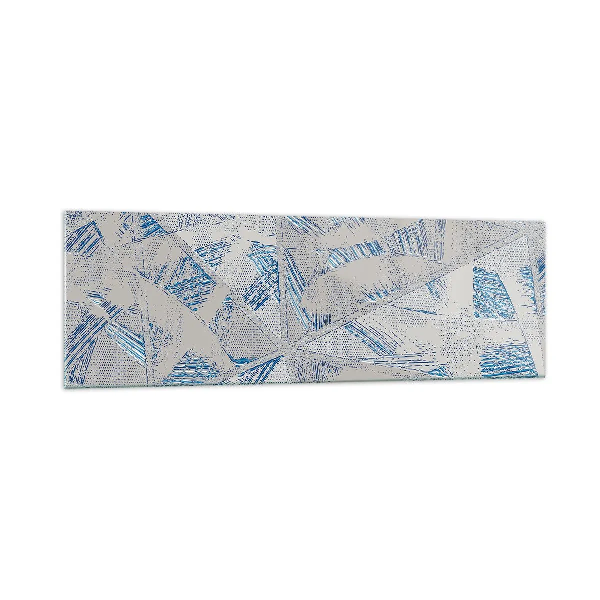 Glastavla - Bild på glas - I en gråblå labyrint - 160x50 cm