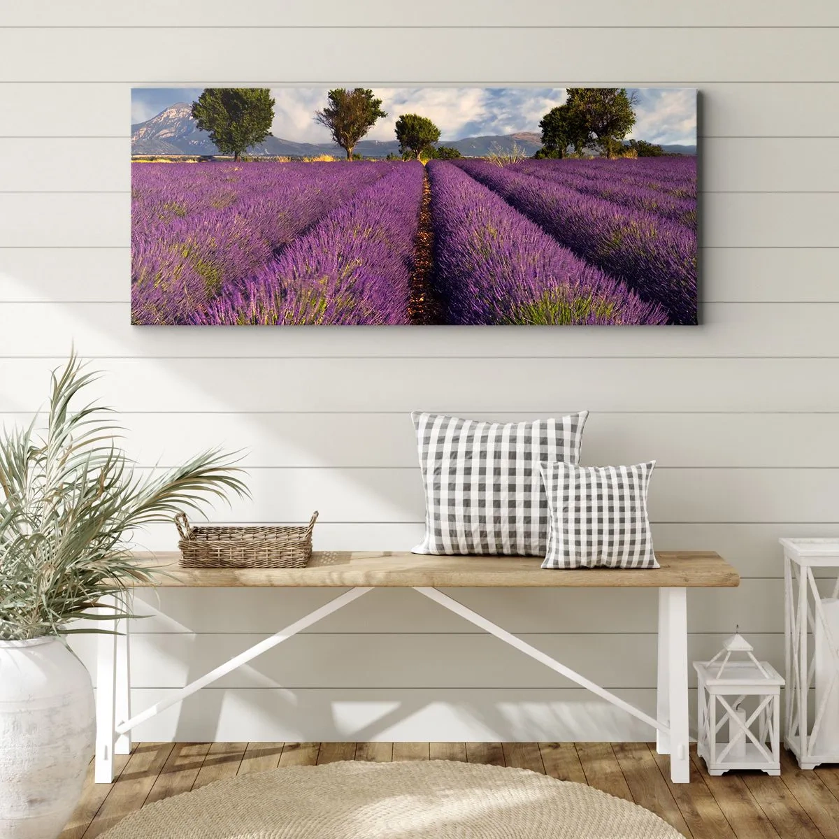 Canvastavla - Bild på duk - Lavendelrader - 120x50 cm