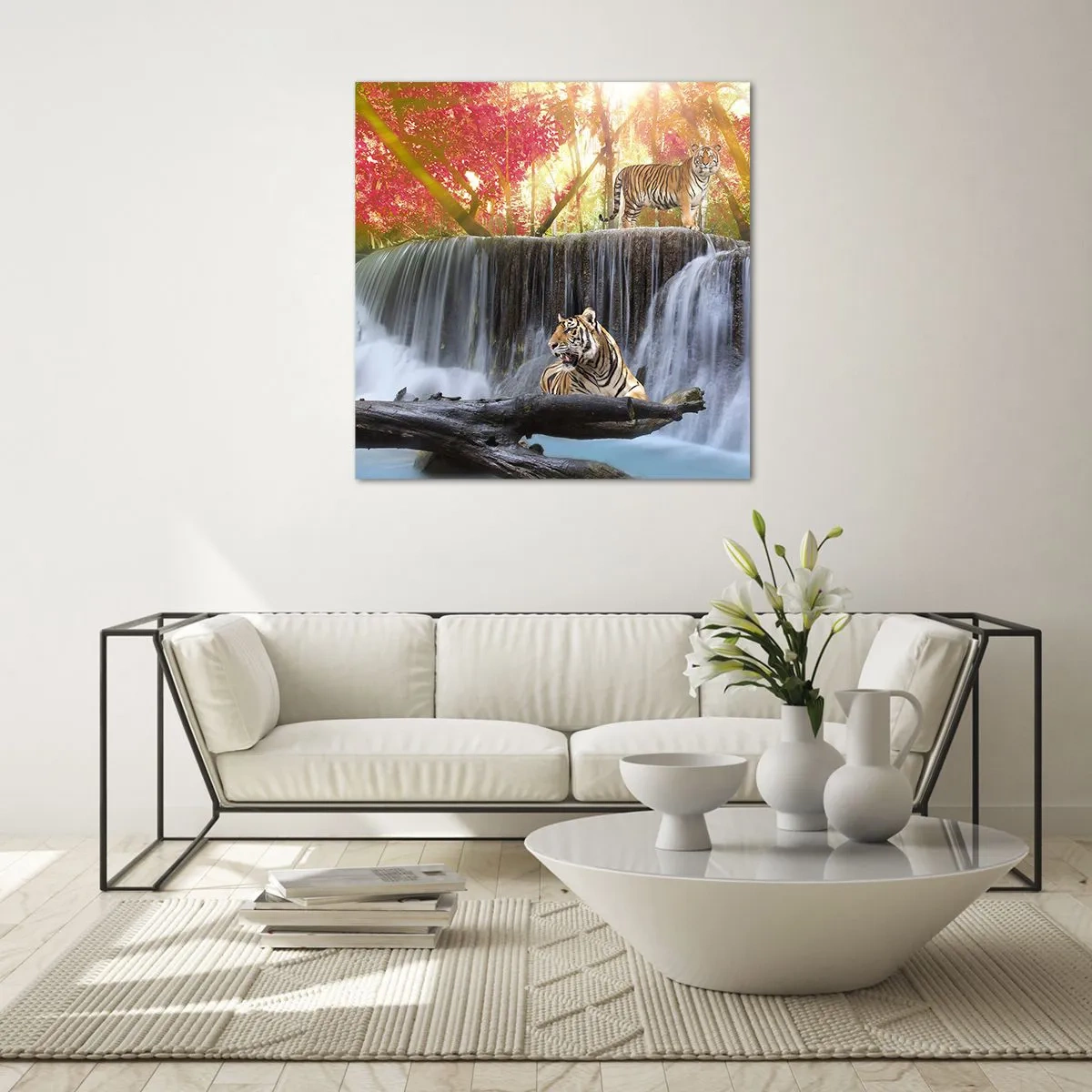 Glastavla - Bild på glas - Surrealistiskt landskap    - 70x70 cm