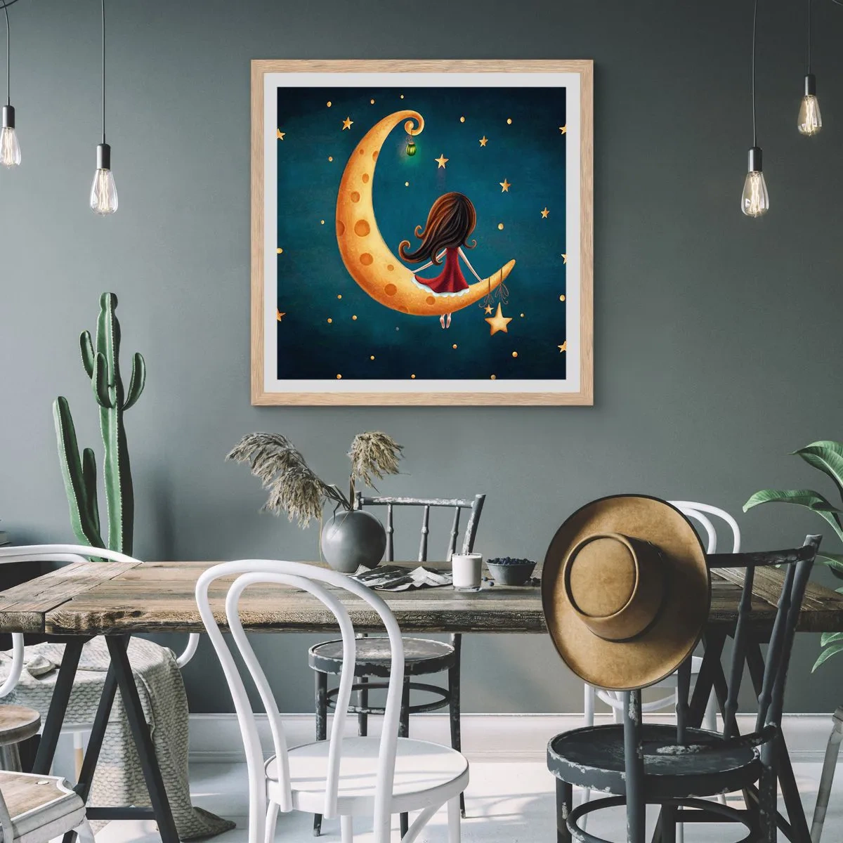 Affisch i ram av ljusek - En gång i tiden... - 50x50 cm