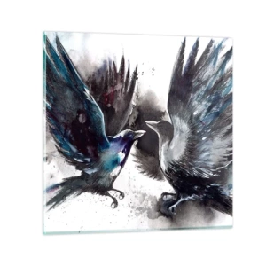Glastavla - Bild på glas - Som två korpar... - 30x30 cm