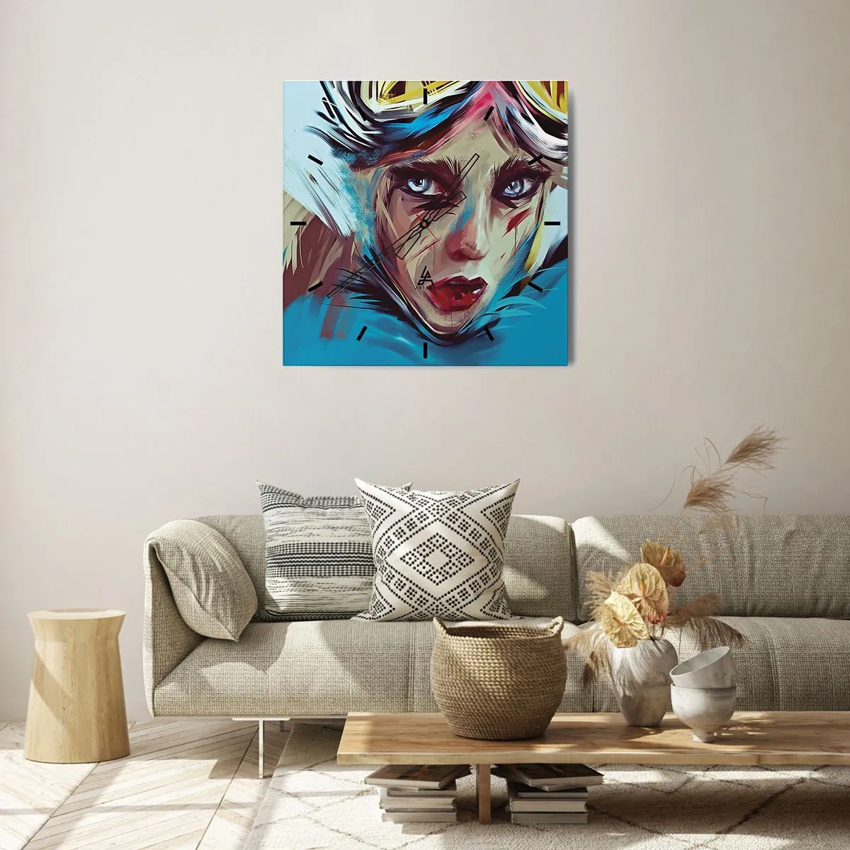 Väggklocka - Klocka på glas - Vägkämpe - 40x40 cm
