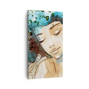Canvastavla - Bild på duk - Lady in blue - 45x80 cm
