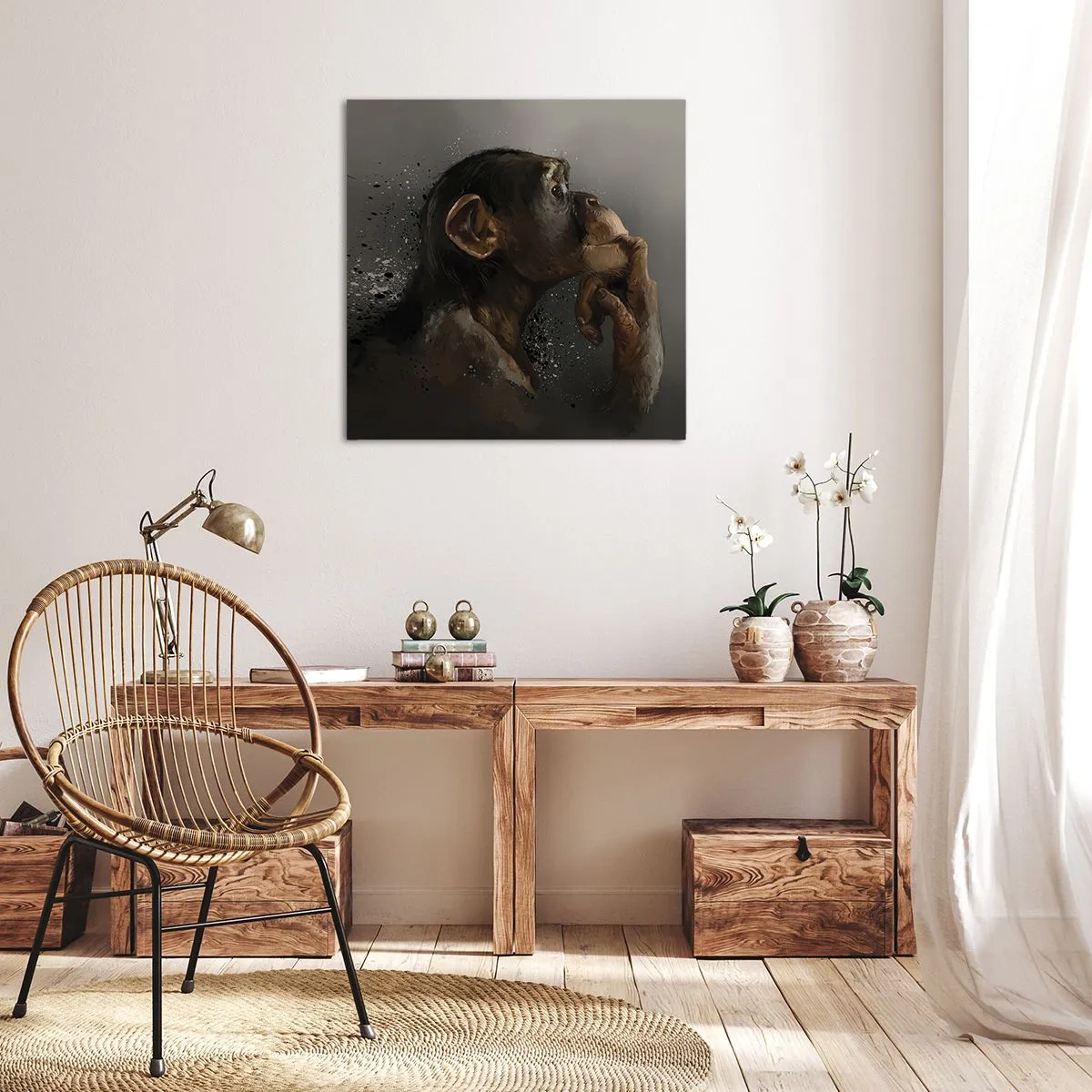 Canvastavla - Bild på duk - Säkert en tänkare - 40x40 cm