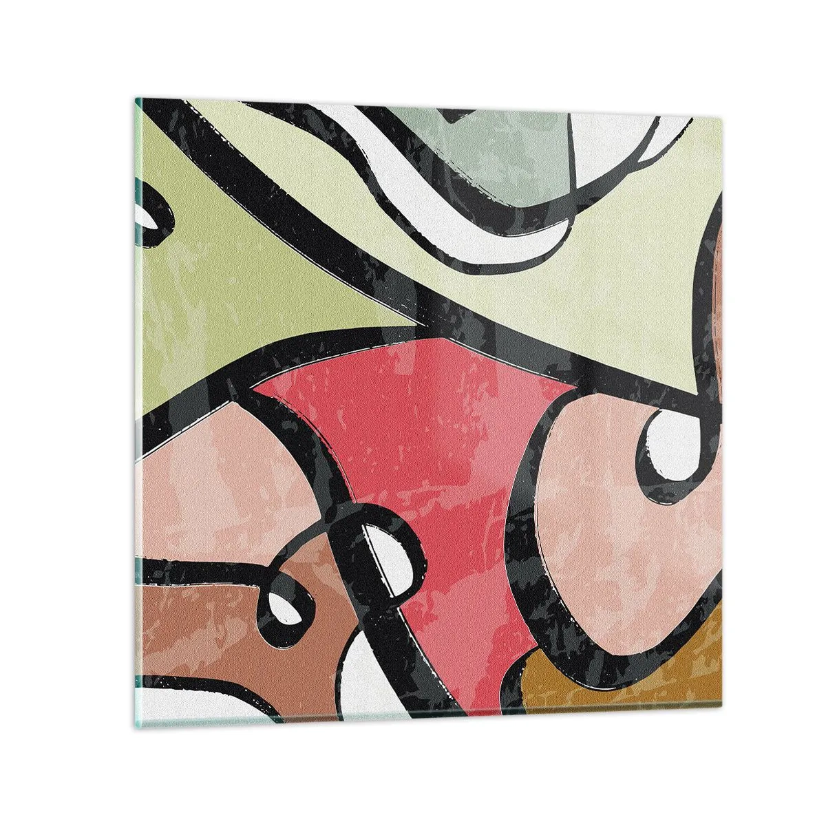 Glastavla - Bild på glas - Pirouetter bland färger - 70x70 cm