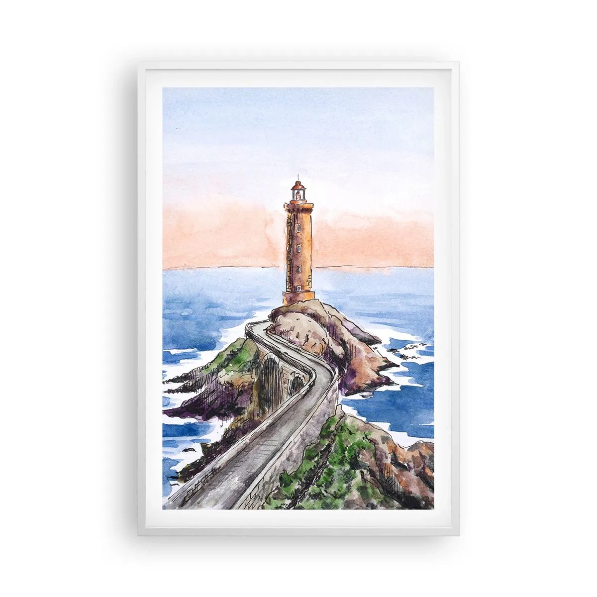 Affisch i vit ram - Vänd mot havet - 61x91 cm