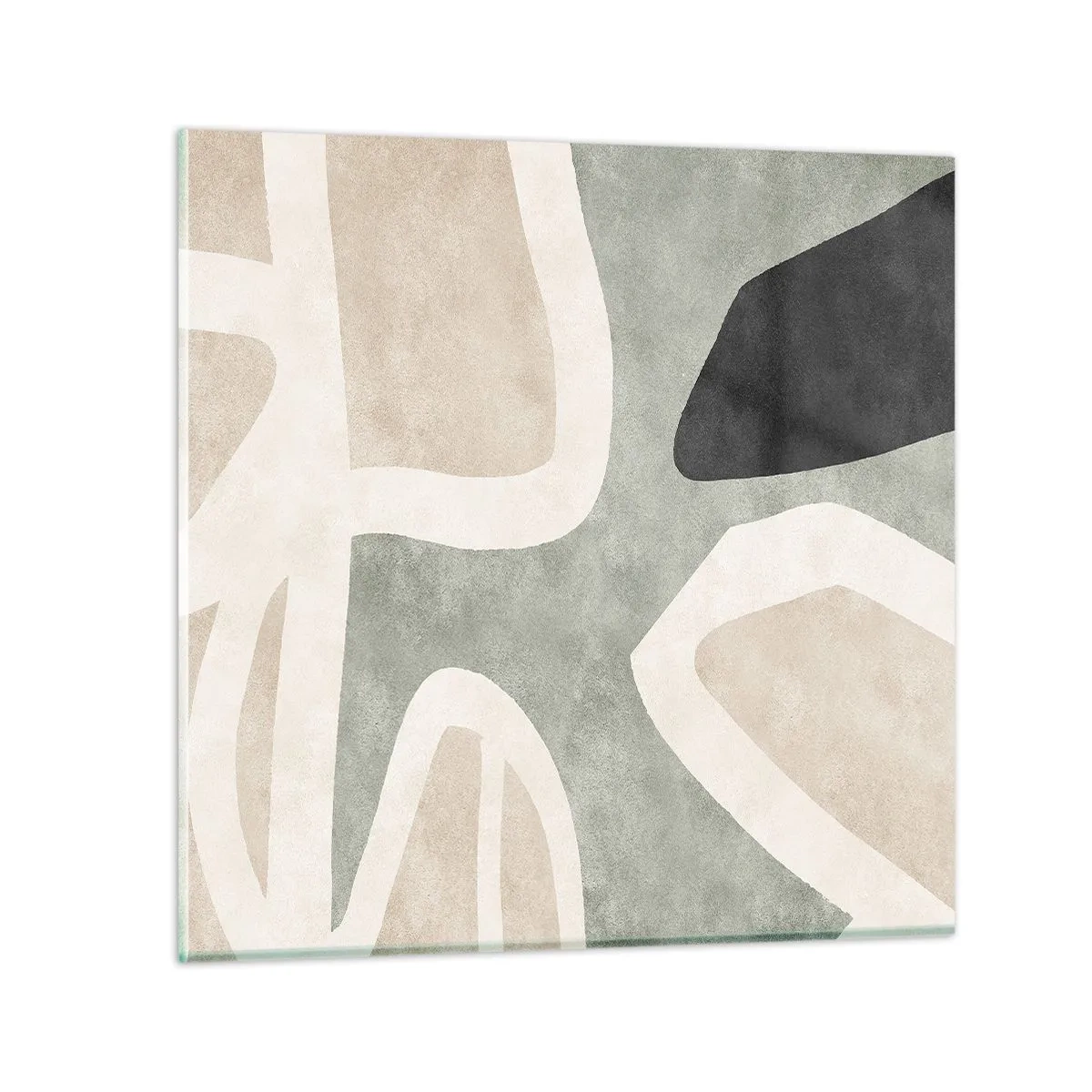 Glastavla - Bild på glas - Komposition med svart motiv - 30x30 cm