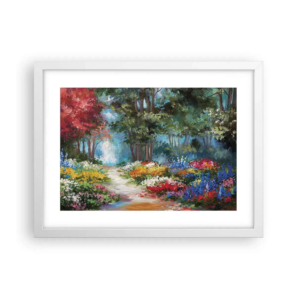 Affisch i vit ram - Skogsträdgård, blomskog - 40x30 cm