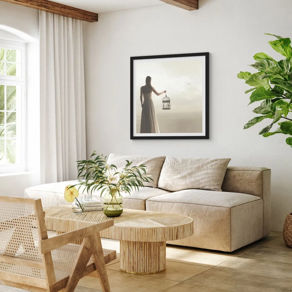 Affisch i svart ram - Var fri - 60x60 cm