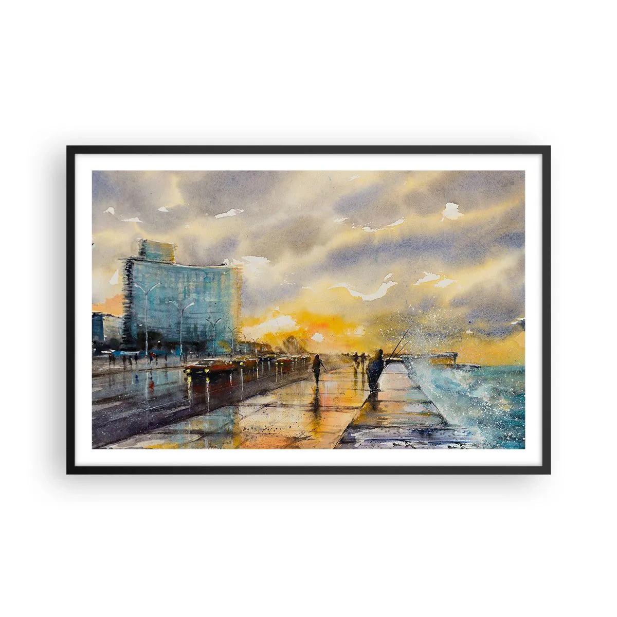Affisch i svart ram - Livet på stranden - 91x61 cm