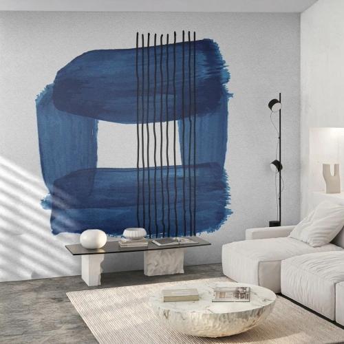 Fototapet Standard Eco - Svart-blå komposition - Abstraktion, Bit, Modern konst - 250x175 cm