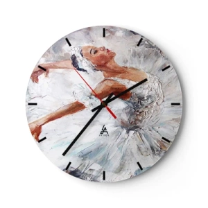 Väggklocka - Klocka på glas - En ballerina i en vit klänning i impressionistisk stil - 30x30cm - Fin och lätt som tyll - Modern väggdekoration för vardagsrum, kök och sovrum ARTTOR