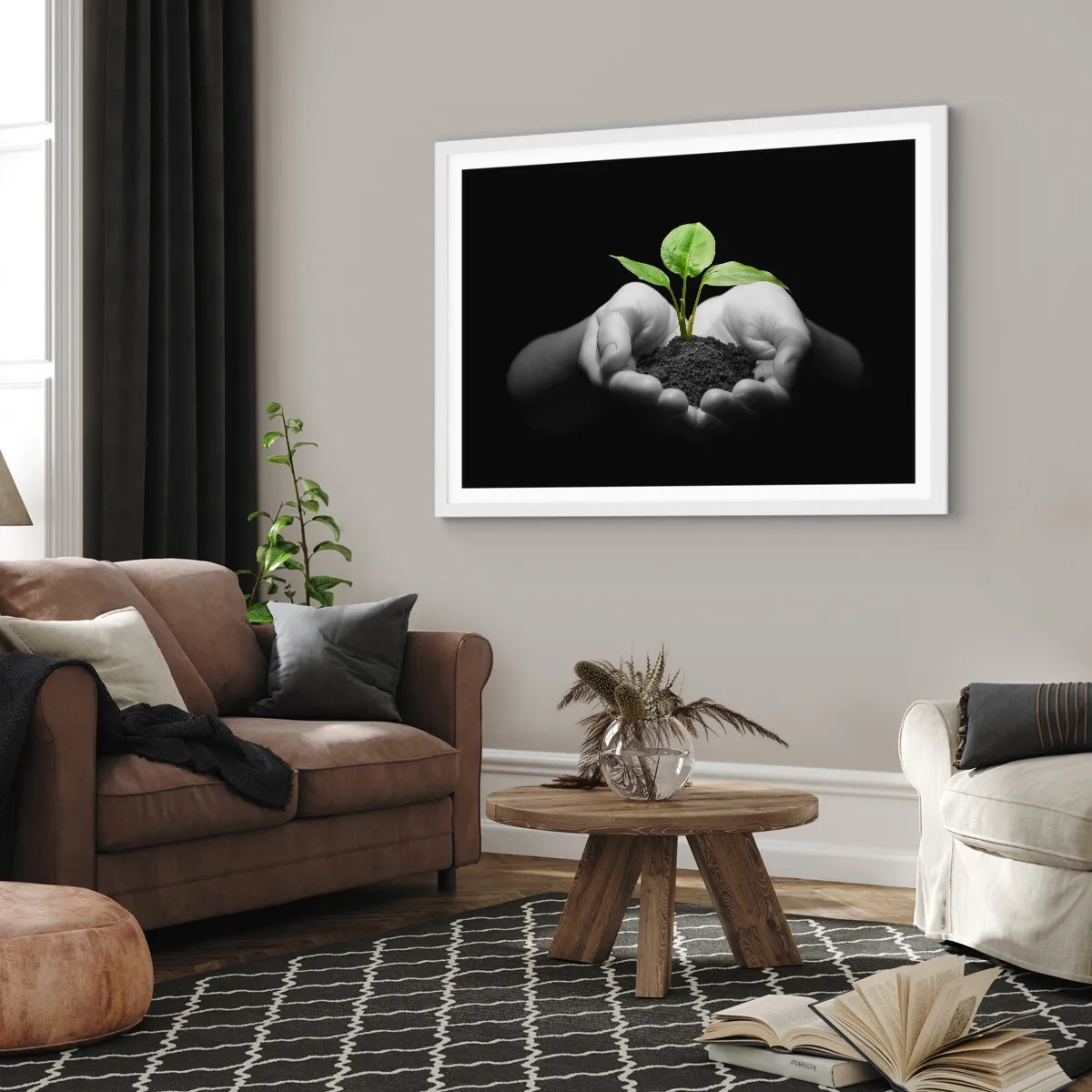 Affisch i vit ram - Jag älskar naturen och skyddar den - 100x70 cm