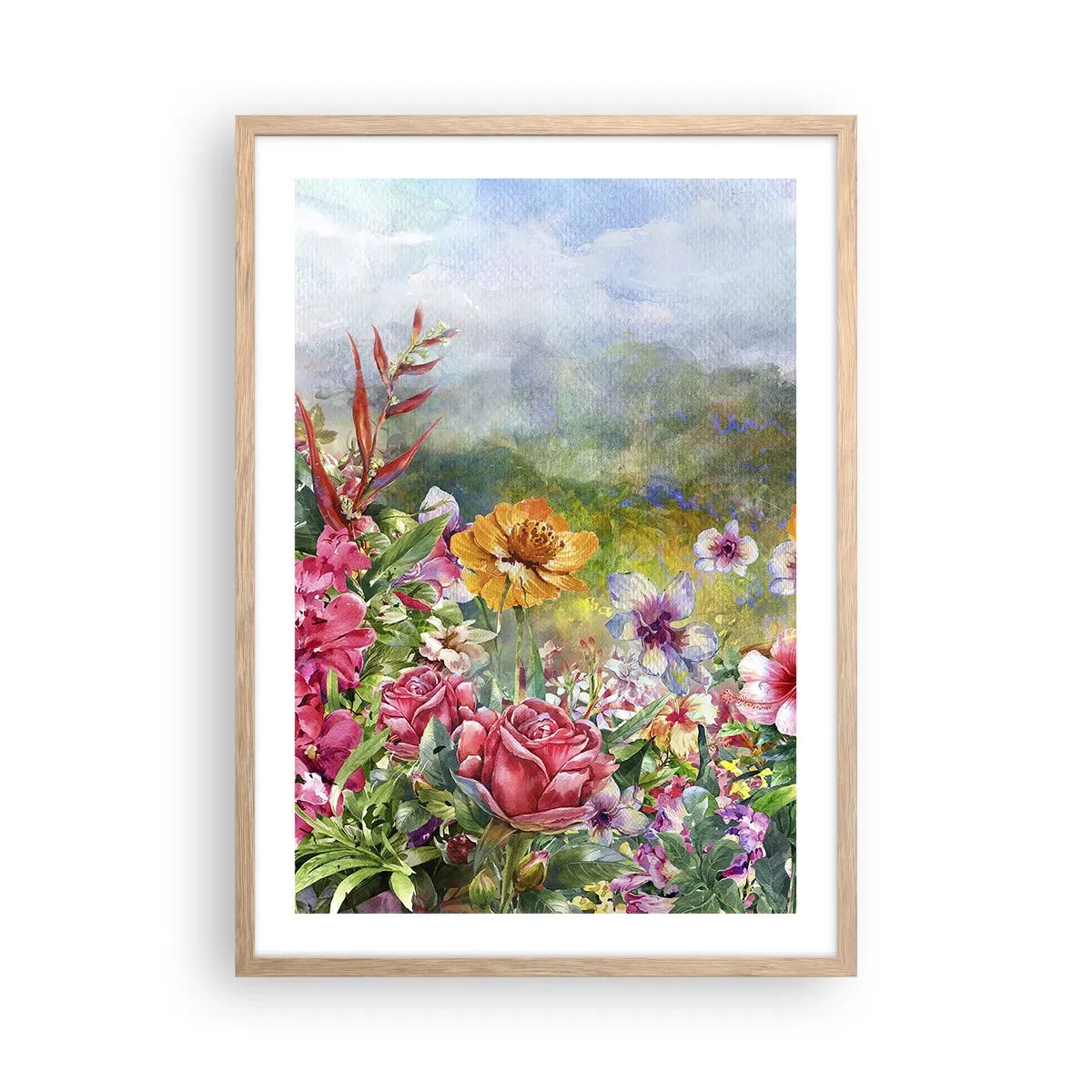 Affisch i ram av ljusek - En trädgård som blivit galen - 50x70 cm