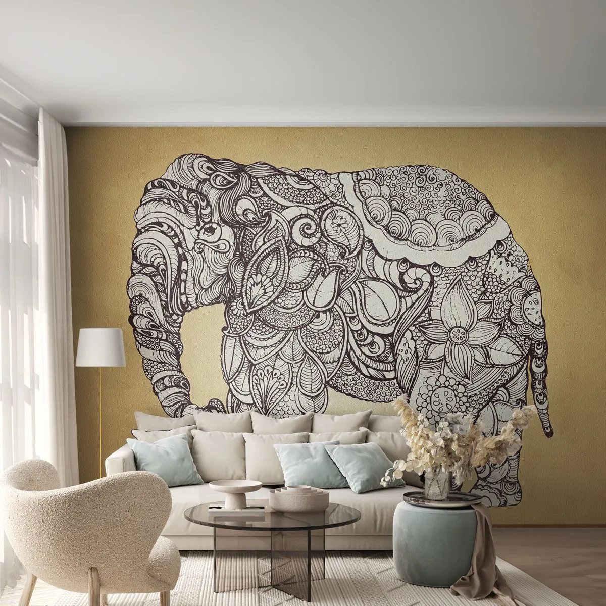 Fototapet Premium Canvas - maskerad elefant - Elefant, indiska, Djur - 400x280 cm