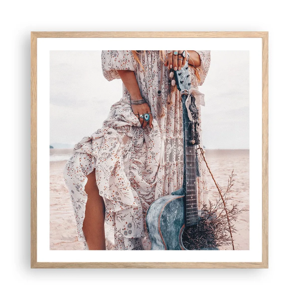 Affisch i ram av ljusek - Flower power på väg - 60x60 cm