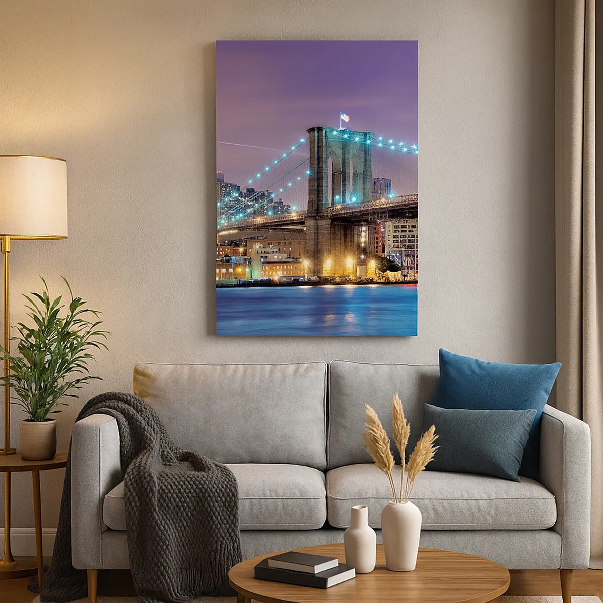 Canvastavla - Bild på duk - Brooklyn-bron sedan många år - 50x70 cm