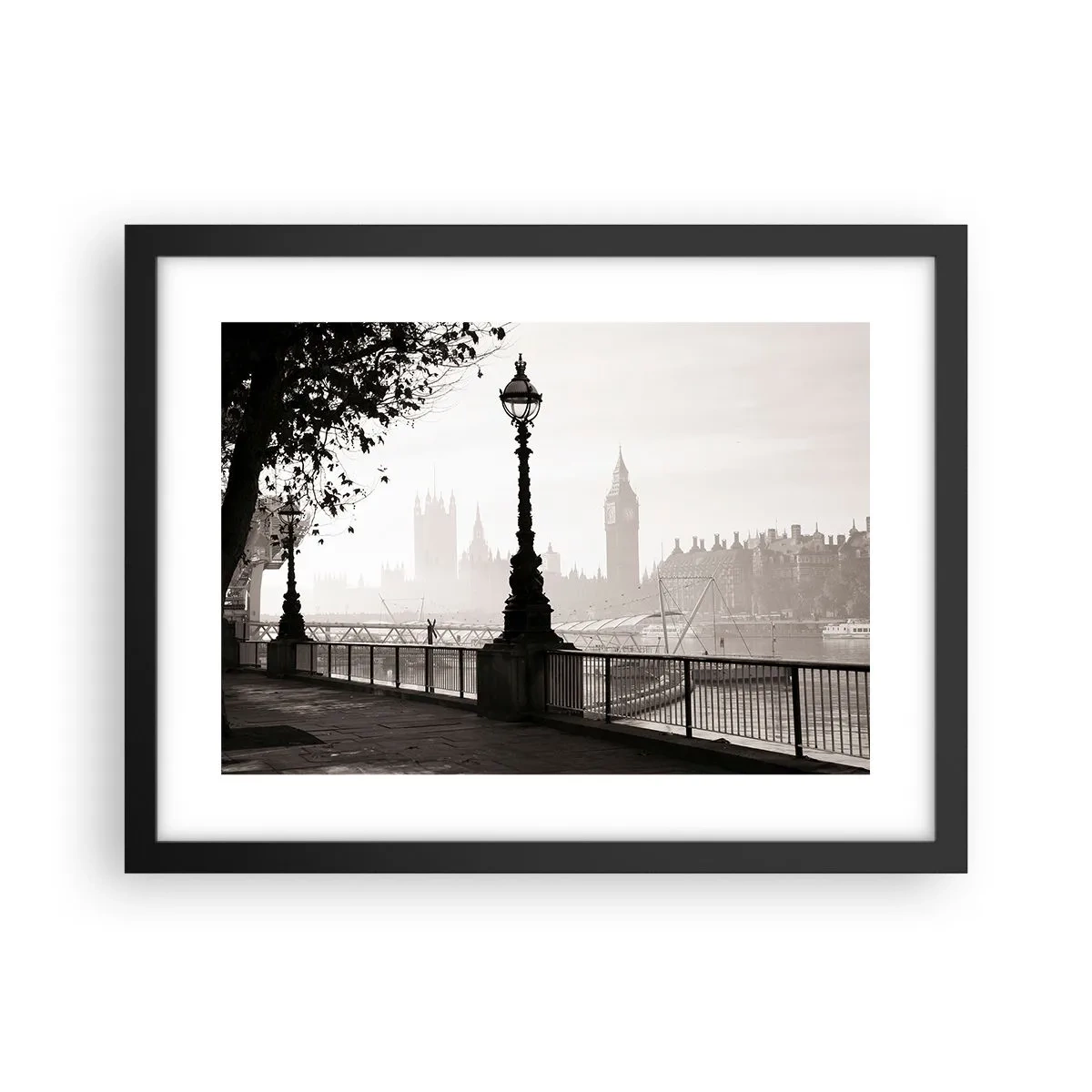 Affisch i svart ram - Morgon i London - 40x30 cm