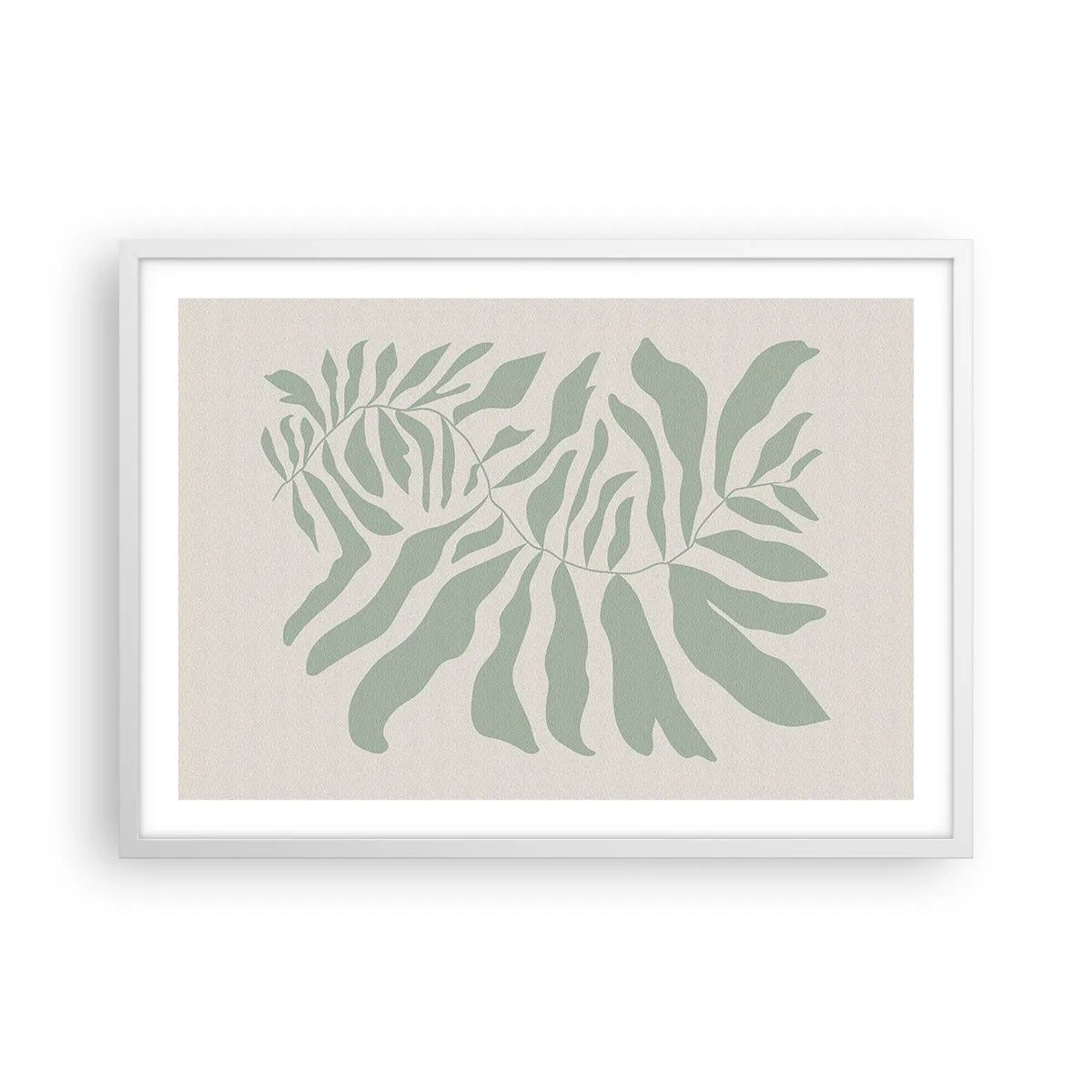 Affisch i vit ram - Smaragdgrön gren - 70x50 cm