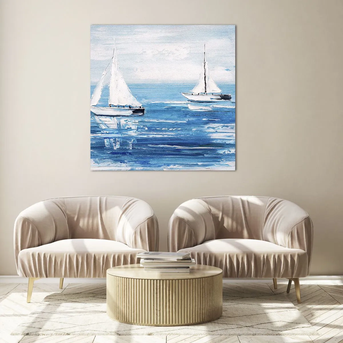 Glastavla - Bild på glas - Med en vän vid din sida - 70x70 cm