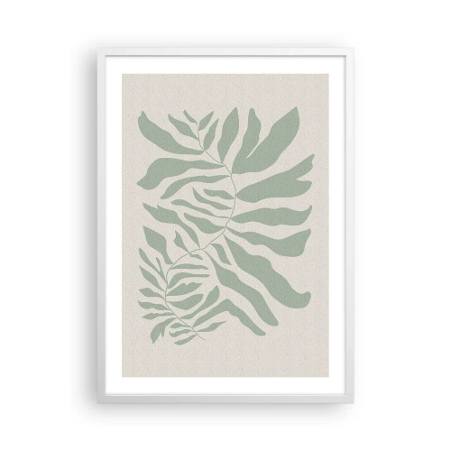 Affisch i vit ram - Smaragdgrön gren - 50x70 cm