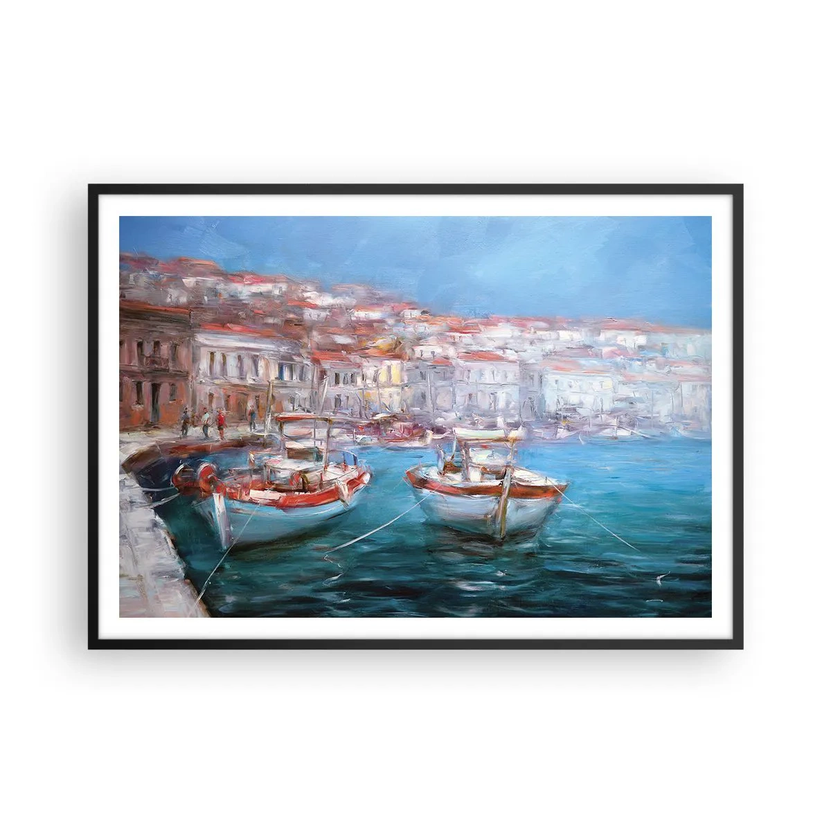 Affisch i svart ram - Italiensk vik - 100x70 cm